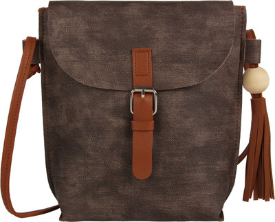 

Tuelip Women Casual Brown PU Sling Bag