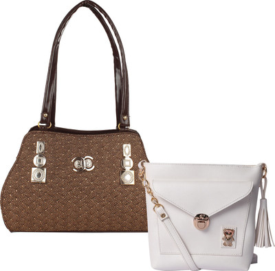 

Element Cart Women Casual, Evening/Party, Formal Brown, White PU Sling Bag
