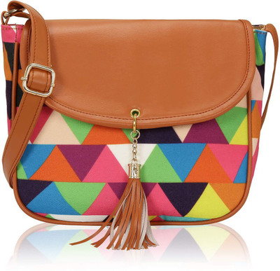 

Kleio Girls Casual Multicolor Canvas, PU Sling Bag