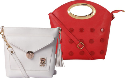

Element Cart Women Casual, Evening/Party, Formal Red, White PU Sling Bag