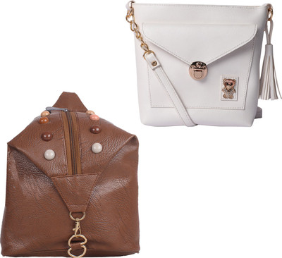 

Element Cart Women Casual, Evening/Party, Formal Brown, White PU Sling Bag