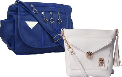 

Fillin Cart Women Casual, Evening/Party, Formal Blue, White PU Sling Bag