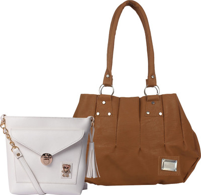 

Element Cart Women Casual, Evening/Party, Formal Brown, White PU Sling Bag
