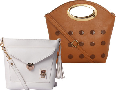 

Element Cart Women Casual, Evening/Party, Formal Brown, White PU Sling Bag