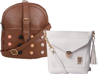 

Element Cart Women Casual, Evening/Party, Formal Brown, White PU Sling Bag