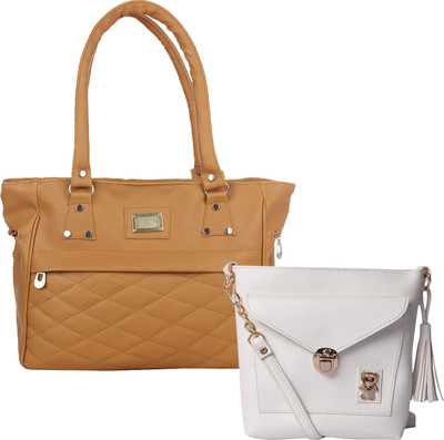 Element Cart Women Casual, Evening/Party, Formal Brown, White PU Sling Bag