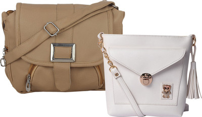 

Element Cart Women Casual, Evening/Party, Formal Beige, White PU Sling Bag