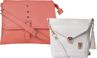 

Fillin Cart Women Casual, Evening/Party, Formal Tan, White PU Sling Bag