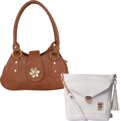 

Element Cart Women Casual, Evening/Party, Formal Brown, White PU Sling Bag