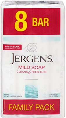 

Jergens Mild Soap for Face and Body, 3.5 Ounce Bar, 8 Count in 1 box(230 g, Pack of 8)