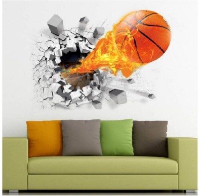 impression 254 cm Basketball 3D Wall Sticker Removable Sticker(Pack of 1)