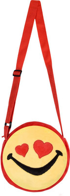

Smiley World Smiling Face With Heart Eyes Sling Bag by Ultra - 8 inch(Yellow)