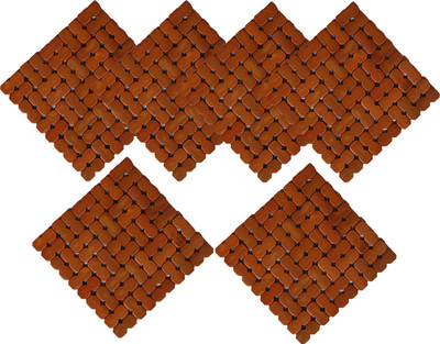 KUBER INDUSTRIES Square Pack of 6 Table Placemat(Brown, Natural Bamboo)