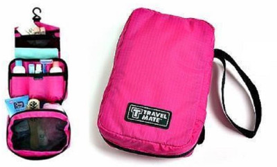 

BUYINGBELL Travel Buddy Cosmetic Toiletry Shaving Jewelry Hanging Bag Organizer Travel Toiletry Kit(Pink)