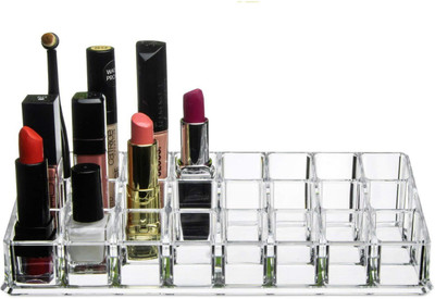 

LS Letsshop Lipstick stand keep Lipstick organizer Vanity Box 24Compartments Lipstick Stand Vanity Box(Transparent)