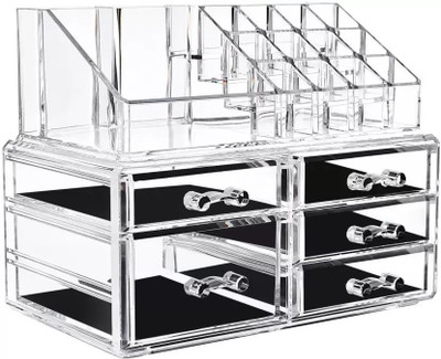 

SHIMON Lipstick Makeup and Cosmetics Organiser Makeup & Jewellery Vanity Box (Transparent) Makeup, Jewellery Box Vanity Box(White)