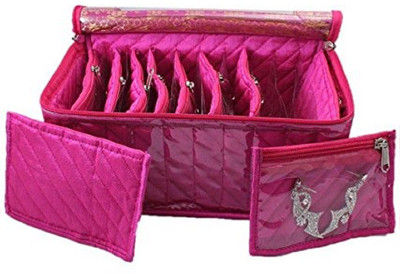 

FORE TREND Jewellery Kit With 10 Transparent Pouches Casual- Pink Vanity Box(Pink)