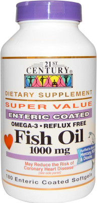

21st Century 21st Century, Fish Oil, 1000 mg, 180 Enteric Coated Softgels(180 mg)