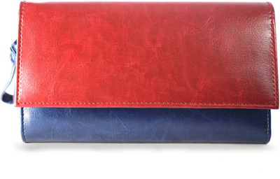 

ALFASCINO Women Blue, Red Artificial Leather Wallet(13 Card Slots), Blue-brown