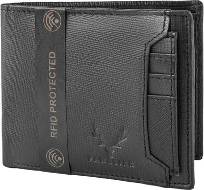 

FAWNLINK Men Black Genuine Leather Wallet(10 Card Slots)
