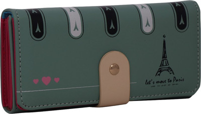 

Cidky Women Blue Artificial Leather Wrist Wallet(10 Card Slots)
