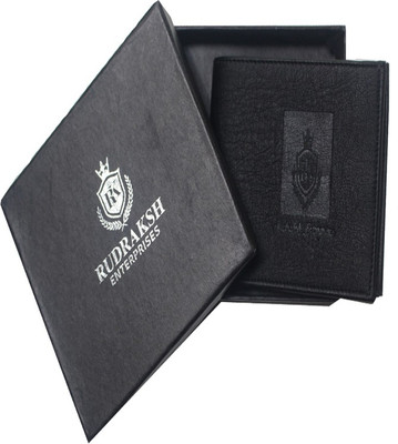 

Rudraksh Enterprises Men Black Genuine Leather Wallet(7 Card Slots), Black;golden