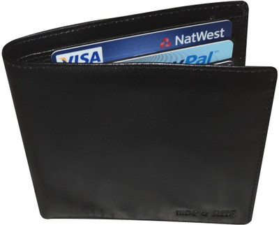 

Hide & Sleek Men Black Genuine Leather Wallet(8 Card Slots), Black_710