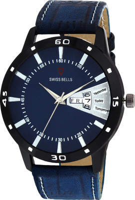 

Svviss Bells 1056SB Original Blue Dial Blue Leather Strap Day and Date Multifunction Chronograph Wrist Watch for Men - SB-1056 Watch - For Men