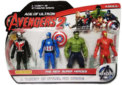 

imtion Marval Age Of Ultron Avengers Set The New Super Heros Hulk,Iron Man,Captain America Black Man Toys(Multicolor)
