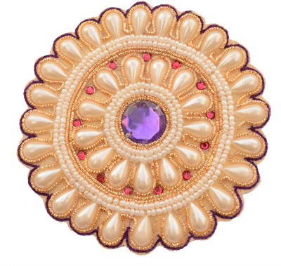 

Foppish Mart Exotic Purple Pearl Work Floral Patches Motifs Embroidered badges