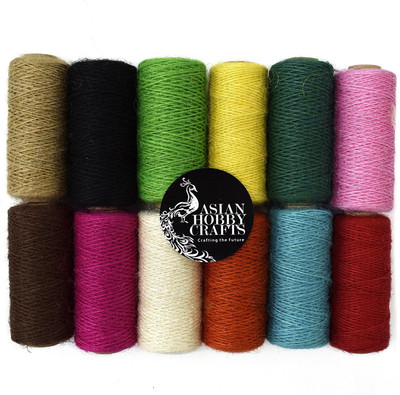 

AsianHobbyCrafts Jute Thread Roll (200 Yards) (180 m); Width: 1 mm- Set of 12 Rolls