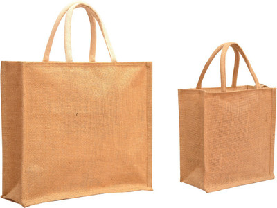 

AGGDA **COMBO**Large & Small**Eco-Friendly Multipurpose Plain Jute Burlap Large & Small Size handbag working office bag to carry Grocery vegetable tiffin or box files for office (Brown) Waterproof Lunch Bag(Brown, 20 L)