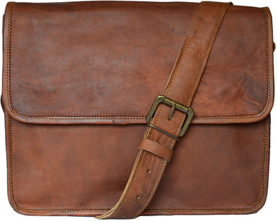 

The Artists Creation Unisex Laptop bags Genuine Leather Vintage Style Medium Size Office/School/College/Workplace Messenger Bag(Brown, 9 L)