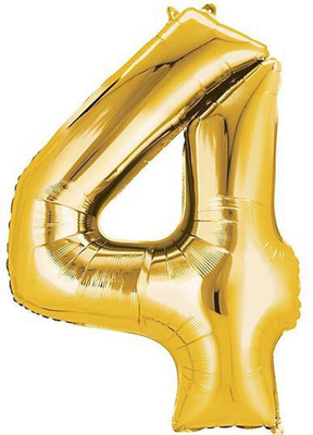 

Riit Solid 17 Inch Golden Number 4 (Four) Foil Balloon Balloon(Gold, Pack of 1)