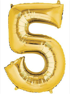 

Riit Solid 17 Inch Golden Number 5 (Five) Foil Balloon Balloon(Gold, Pack of 1)