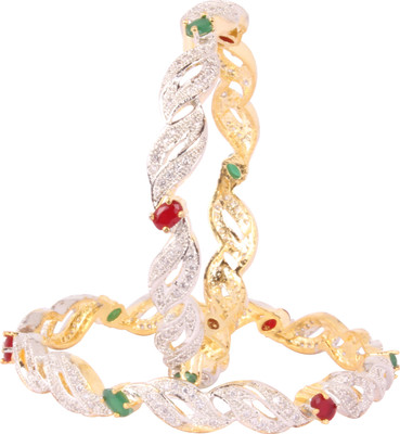 Shiv Jewels Alloy Cubic Zirconia Gold-plated Bangle Set(Pack of 2)