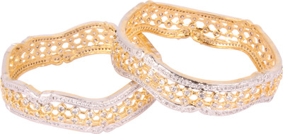 Shiv_Jewels Alloy Cubic Zirconia Gold-plated Bangle Set(Pack of 2)