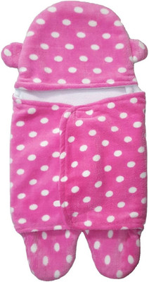 

STOCKHAWKERS Polka  Hooded Baby Blanket(Fur, Pink