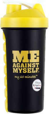 

My 60 Minutes Gym Shaker Bottle with Pill Organizer 600 ml Shaker(Pack of 1, Black)