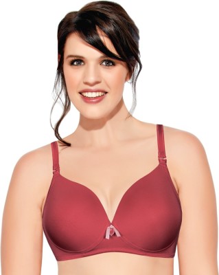 Enamor High Coverage, Wirefree F065 Curve Support Neckline Women T-Shirt Lightly Padded Bra(Red)