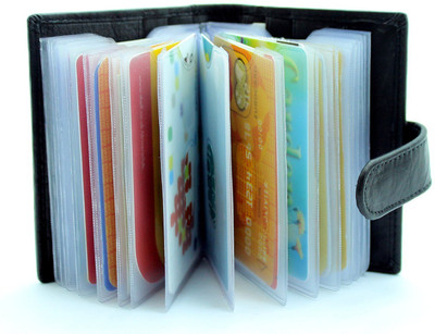 

myseeku Men Black Genuine Leather Card Holder(20 Card Slots)