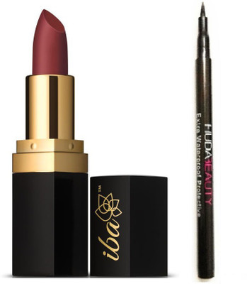 

iba halal care PURE LIPS LONG STAY MATTE LIPSTICK RED BRICK WITH WATERPROOF EXTRA PROTECTIVE EYE LINER PACK(Set of 2)