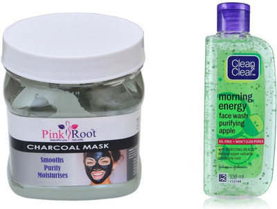 

Pink Root CHARCOAL MASK 500ML WITH CLEAN & CLEAR APPLE FACE WASH(Set of 2)