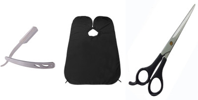

JAMPAK Beard Shaping Tool, Beard Shaving Apron With Beard Shaving Stainless Steel Razor For Men & Women(Set of 3)