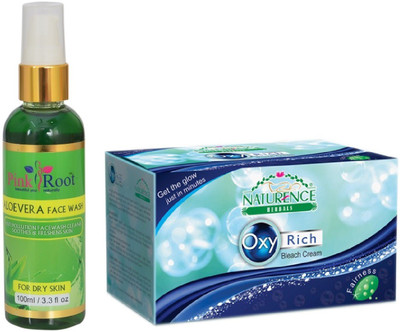 Pink Root ALOEVERA FACE WASH 100ML WITH NATURENCE OXY RICH BLEACH 230G(Set of 2)