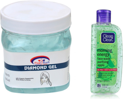 

Pink Root DIAMOND GEL 500ML WITH CLEAN & CLEAR APPLE FACE WASH(Set of 2)