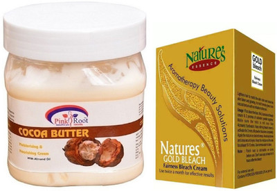 

Pink Root COCOA BUTTER CREAM 500ML WITH NATURE'S ESSENCE 43G GOLD BLEACH(Set of 2)