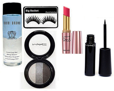 

big Basket Eyelashes, Shades Eyeshadow, Bobbi Brown Instant Long Wear Makeup Remover, Liquid Eyeliner, Matte Lipstick(Set of 5)