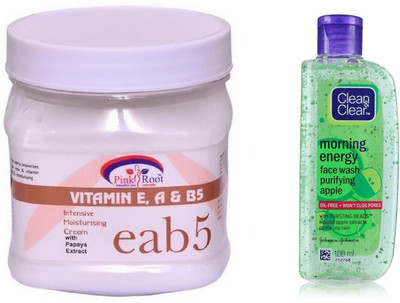 

Pink Root VITAMIN EAB5 CREAM 500ML WITH CLEAN & CLEAR APPLE FACE WASH(Set of 2)