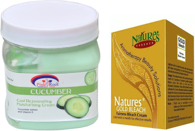 

Pink Root CUCUMBER CREAM 500ML WITH NATURE'S ESSENCE 43G GOLD BLEACH(Set of 2)